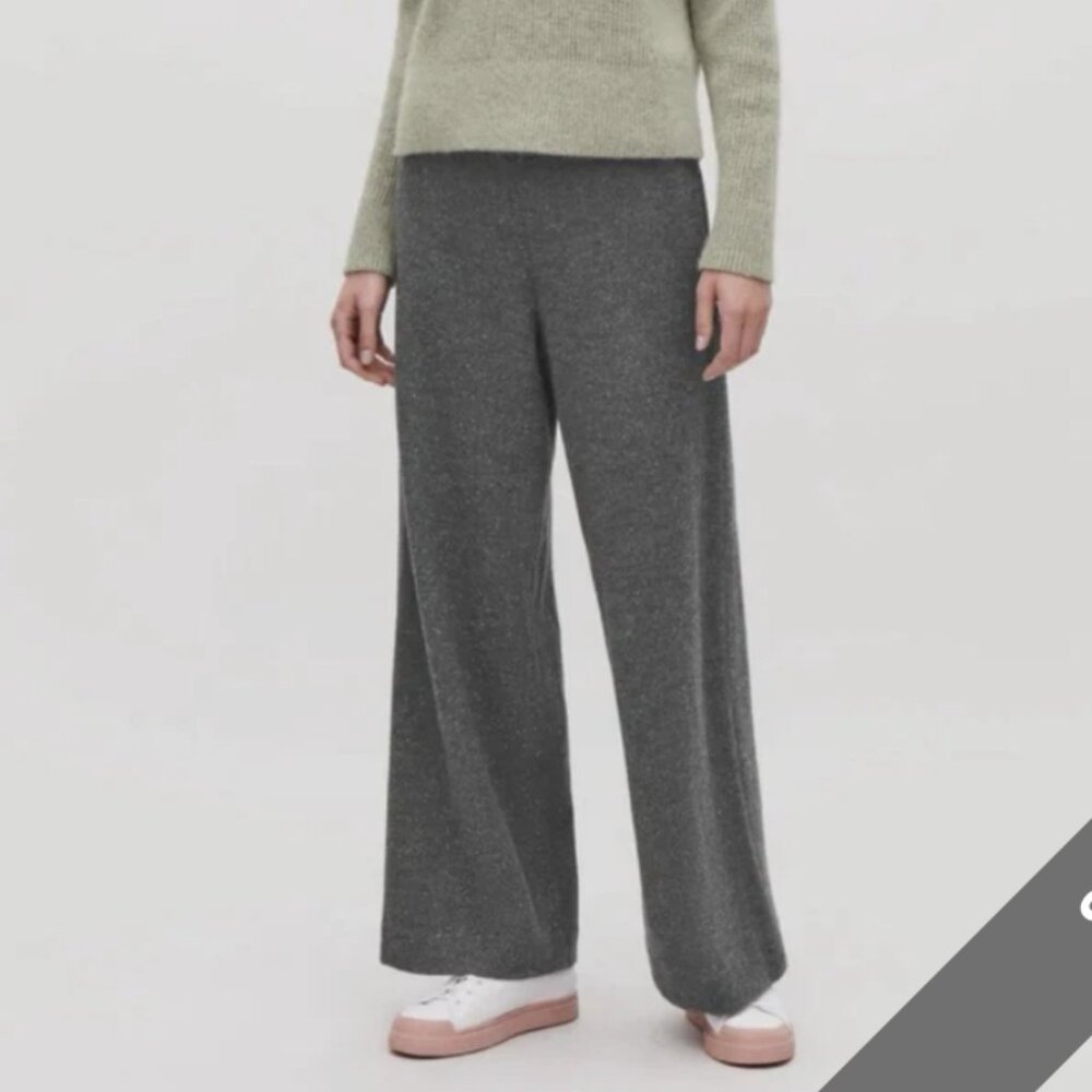 COS Wool Cotton Wide Leg Gray Tweed Pants Eur M
